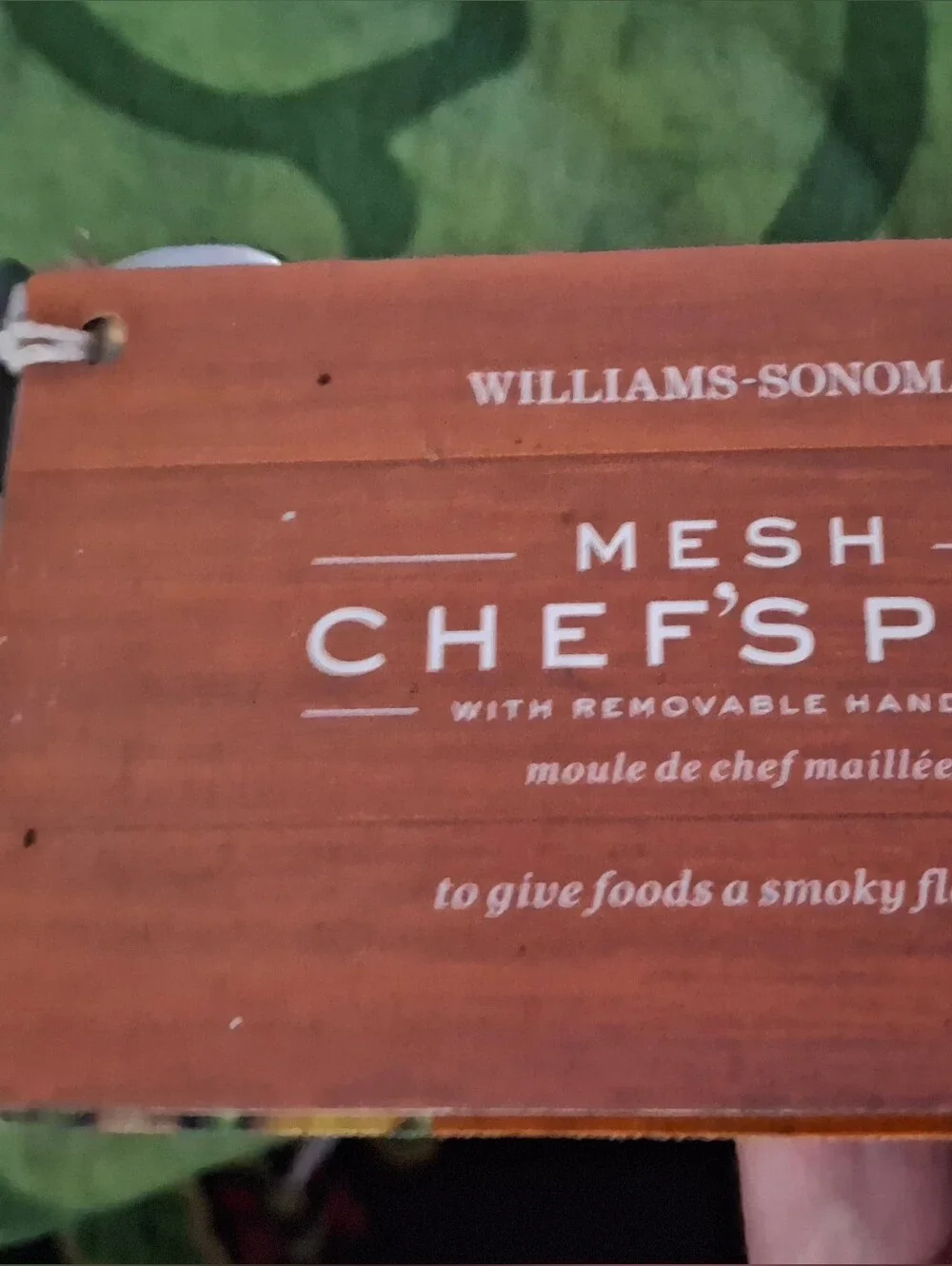 Williams Sonoma Bronze-Tone Mesh Chefs Pan Grill Basket With Mest Top Silver Rim